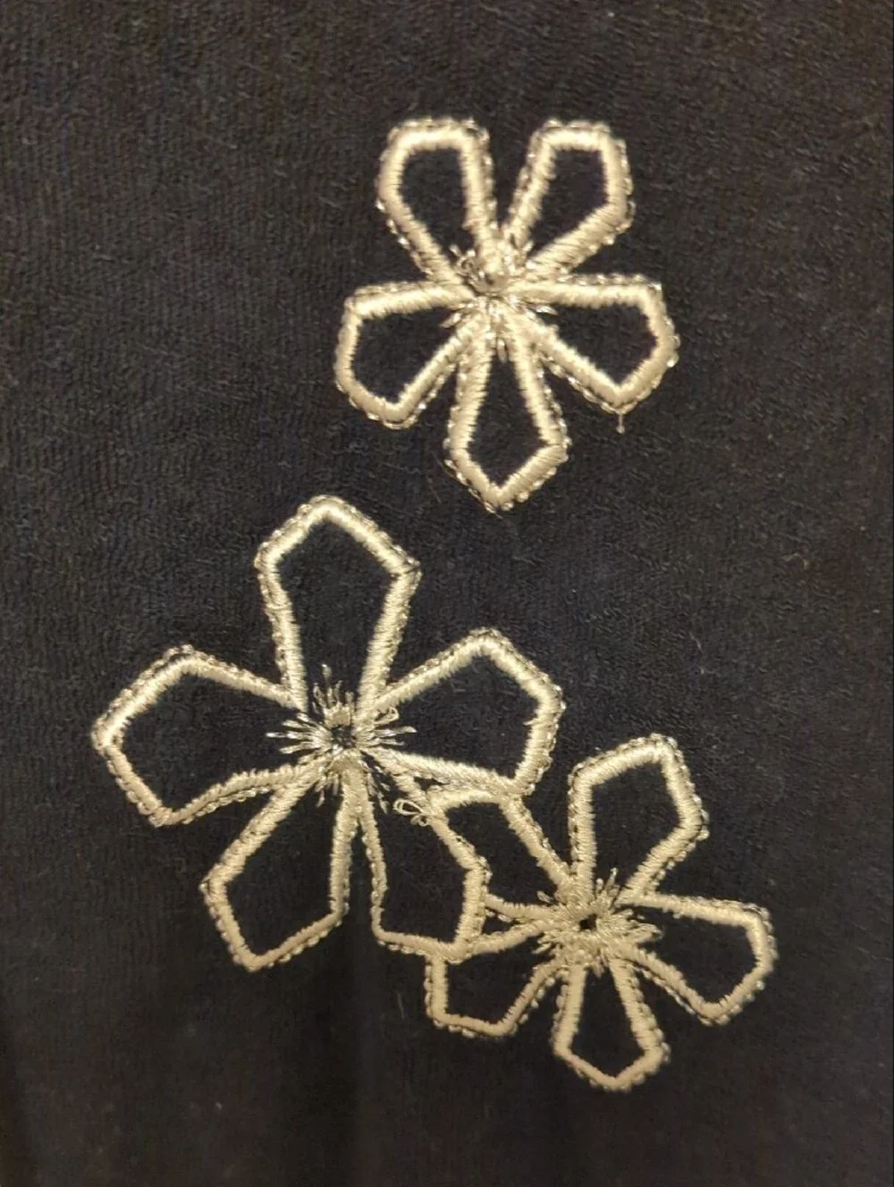 Sweet Terry Cloth Navy Blue Swimsuit Cover Up with Flower Embroidery - Picture 3 of 3
